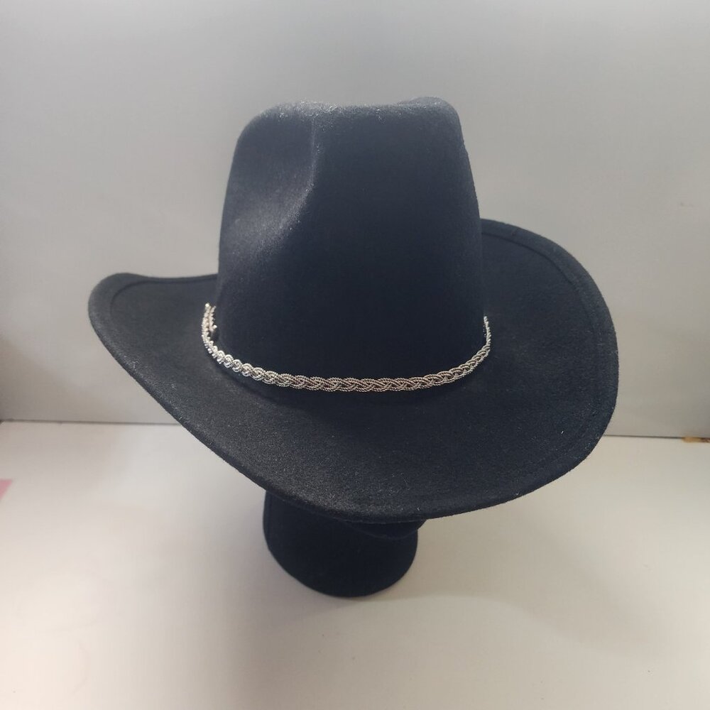 Vintage Miller Bros. Western Wear Black Cowboy hat Silver Band Size 7 .1/8